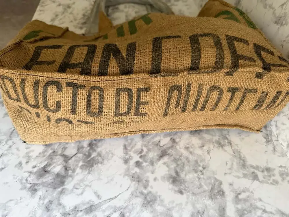 Repurposed Upcycled Coffee Sack Burlap Tote Bag